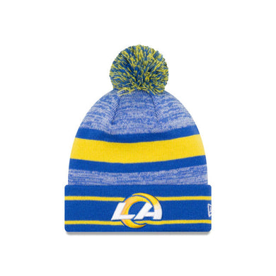 Los Angeles Rams New Era NFL Cuffed Pom Knit Hat Royal Blue/Yellow Team Color Logo