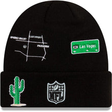 Load image into Gallery viewer, Las Vegas Raiders New Era NFL Cuff Knit Team Color Black Crown/Cuff Team Color Logo Super Bowl XVIII City Transit
