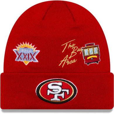 San Francisco 49ers New Era NFL Cuff Knit Team Color Red Crown/Cuff Team Color Logo Super Bowl XXIX City Transit