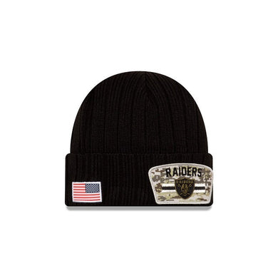 Las Vegas Raiders New Era Cuffed Knit Beanie 2021 Salute To Service Hat Black Crown Patch Logo