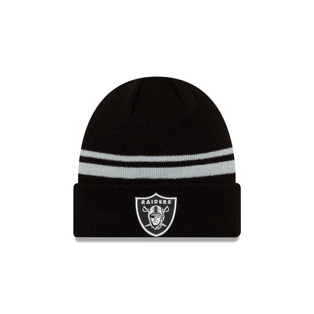 Las Vegas Raiders New Era Cuffed Knit Beanie Cuff Hat Black/Gray Crown/Visor Team Color Logo 