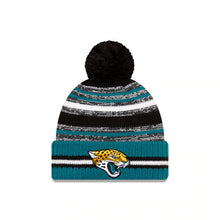 Load image into Gallery viewer, Jacksonville Jaguars New Era NFL Cuffed Pom Knit Black/Blue/White Team Color Logo 
