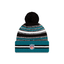 Load image into Gallery viewer, Jacksonville Jaguars New Era NFL Cuffed Pom Knit Black/Blue/White Team Color Logo
