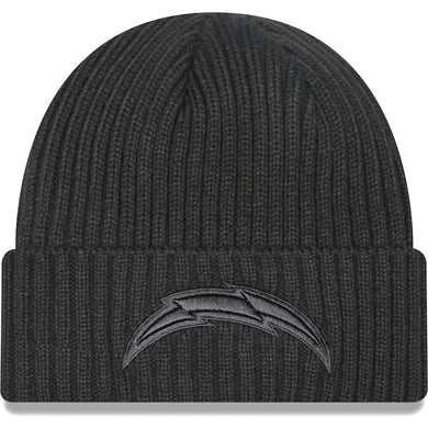 Los Angeles Chargers New Era NFL Cuffed Knit Beanie Hat Dark Gray Crown/Visor Dark Gray Logo