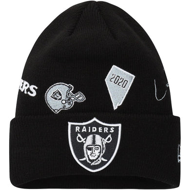 Las Vegas Raiders New Era NFL Cuffed Knit Beanie Hat Black Crown/Visor Team Color Logo (Identity)