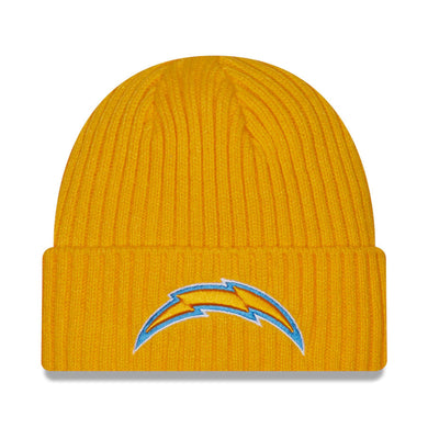 Los Angeles Chargers New Era NFL Cuffed Knit Beanie Hat Yellow Crown/Visor Team Color Logo