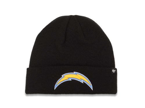 Los Angeles Chargers '47 Brand NFL Cuffed Basic Knit Beanie Black Crown/Visor Team Color Logo