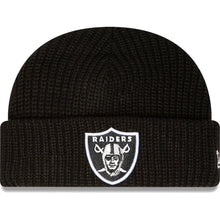 Load image into Gallery viewer, Las Vegas Raiders New Era NFL Cuffed Knit Beanie Hat Black Crown/Visor Team Color Logo (Short Skully)
