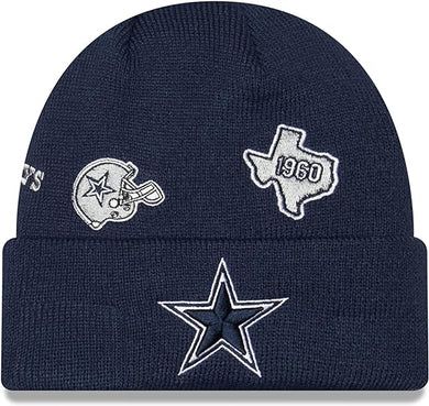 Dallas Cowboys New Era NFL Cuffed Knit Beanie Hat Navy Blue Crown/Visor Team Color Logo (Identity)