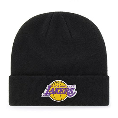 Los Angeles Lakers New Era NBA Basic Cuffed Knit Beanie Black Crown/Visor Team Color Logo