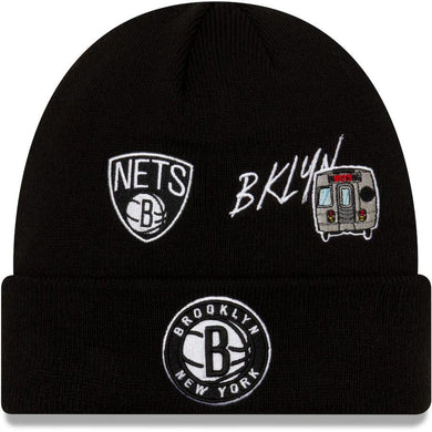 Brooklyn Nets New Era NBA Cuff Knit Team Color Black Crown/Cuff Team Color Logo City Transit