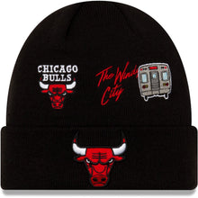 Load image into Gallery viewer, Chicago Bulls New Era NBA Cuff Knit Team Color Black Crown/Cuff Team Color Logo City Transit

