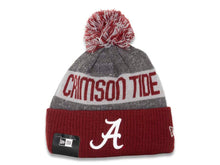 Load image into Gallery viewer, Alabama Crimson Tide New Era NCAA Cuffed Pom 2016 Sideline Knit Hat Team Color Gray/White/Cardinal Crown/Cuff White logo
