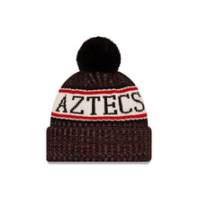 Load image into Gallery viewer, San Diego State Aztecs New Era College Cuffed Pom Knit Sideline 2018 Hat Red/Black/White Crown/Cuff Team Color Logo
