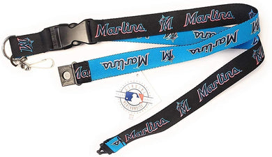 Miami Marlins MLB 2-Tone Black/Light Blue Lanyard with Detachable Buckle
