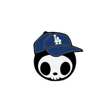 Load image into Gallery viewer, Los Angeles Dodgers MLB White/Black/Royal Blue Skull Toki Doki Lapel Pin
