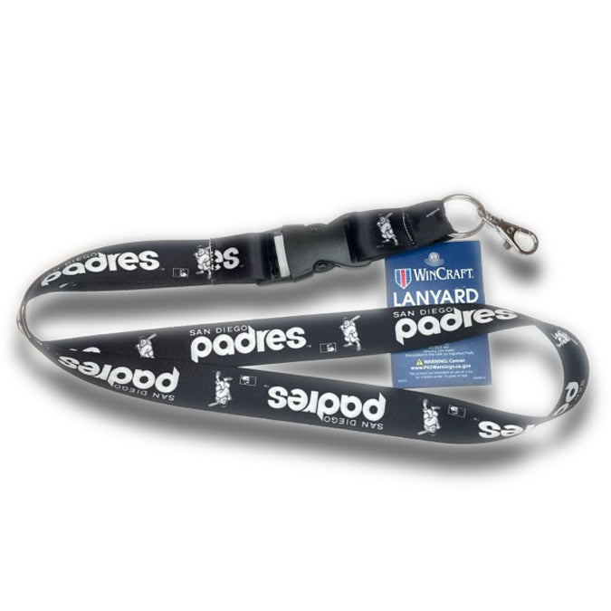 (Capland Exclusive) San Diego Padres WinCraft MLB Batting Friar Black/White Color Lanyard with Detachable Buckle