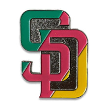 Load image into Gallery viewer, (Capland Exclusive) San Diego Padres WinCraft MLB City Connect Green/Magenta/Yellow Logo Lapel Pin
