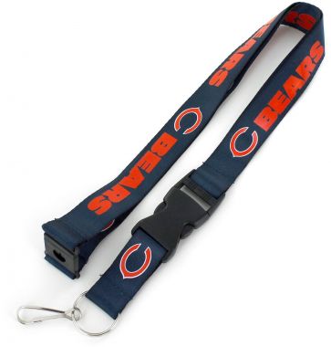 Chicago Bears NFL Navy Blue/Orange Lanyard with Detachable Buckle