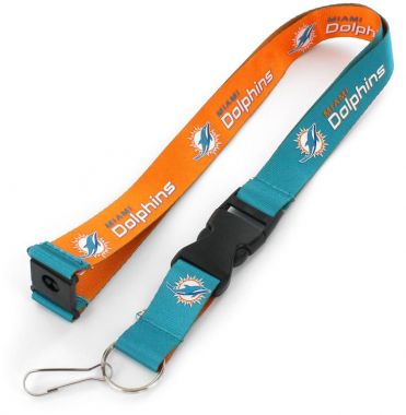 Miami Dolphins NFL 2-Tone Aqua/Orange Lanyard with Detachable Buckle