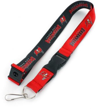 Tampa Bay Buccaneers NFL 2-Tone Red/Black Lanyard with Detachable Buckle